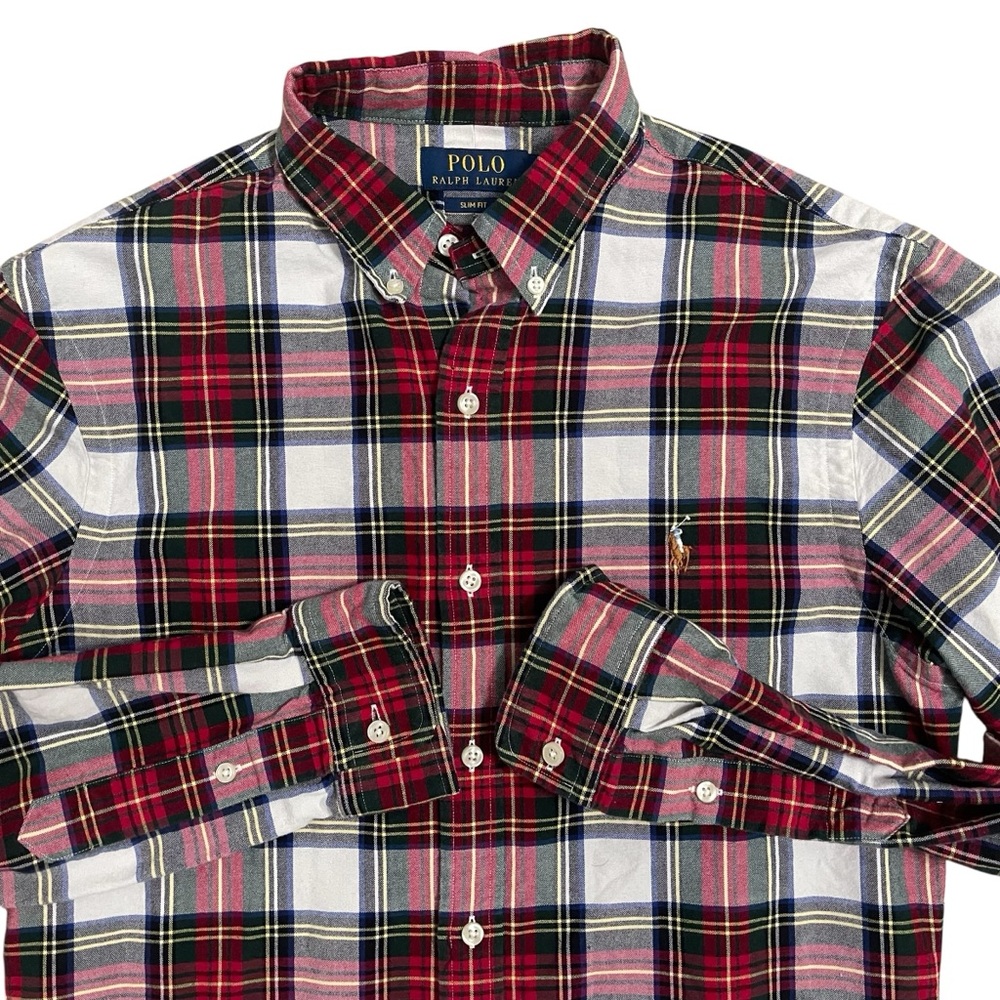 Polo by Ralph Lauren Men's Red Plaid Shirt Slim Fit - Picture 3 of 11